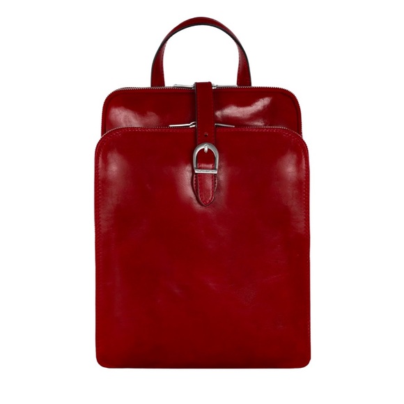 Time Resistance Womens Convertible Leather Backpack Shoulder Bag - Clarissa Red - Picture 4 of 16